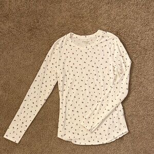 No Boundaries White Long Sleeve Top with Floral Print